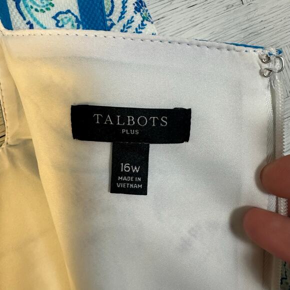 Talbots women’s dress square neck bodycon Paisley sheath feminine plus size - Picture 3 of 10